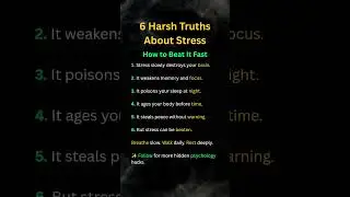 6 Harsh Truths About Stress 😰 | Dark Psychology Facts & How to Beat Stress Fast  #deepthoughts