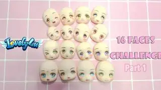 78】16 doll faces make up challenge 1【Clay Tutorial/ Anime Figure/ DIY/Lovely4u】