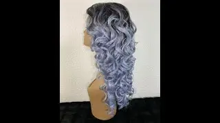 Synthetic Lace Front Wig * SILVER GREY GRAY HAIR Dark Roots - Curls Curly * Alt