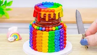 Amazing Mini Rainbow Chocolate Buttercream Drip Cake Decorating 🌈 Tiny Rainbow Cake By DIY Cakes