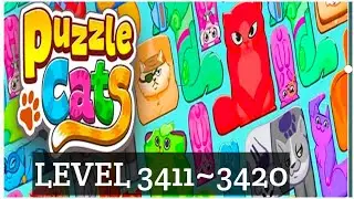 Puzzle Cats - level 3411~3420  Solve 'Fit the Board Type Puzzles With Cat Shaped Blocks @escapeking