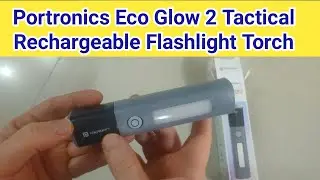 Portronics Eco Glow 2 Tactical Rechargeable Flashlight Torch, Adjustable Focus, Dual Brightness