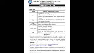 National University Of Modern Languages Numl Jobs