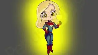 Drawing Captain Marvel as chibi! Timelapse