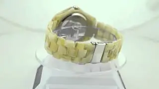 D6 2789 Ladies Real Turtle Shell Case Band Watch Bone Silver