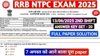 RRB NTPC 13 JUNE 2ND SHIFT FULL PAPER SOLUTION 2025 / RRB NTPC PAPER SOLUTION 2025 #maths  #rrbntpc