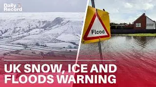 UK snow and ice warning in force as 70 areas across the country expected to see flooding