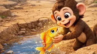 Monkey Saves a Fish 🐒🐟 | Cute Kids Moral Cartoon #hindi #story 