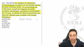 🔥 Um analista em laborat&oacute;rio precisa preparar um 500,0 mL de solu&ccedil;&atilde;o aquosa de &aacute;cido clor&iacute;drico