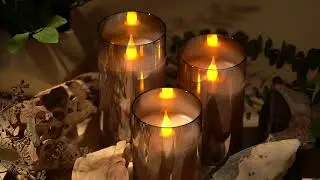 WYZworks LED Metallic Mirrored Tinted Silver Glass Flickering Dimmable Flameless Candles