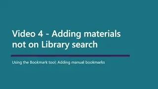 Reading lists video 4 - Bookmark tool