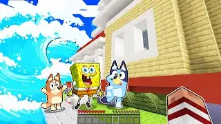 BLUEY, BINGO Y BOB ESPONJA SOBREVIVEN A UN TSUNAMI EN MINECRAFT