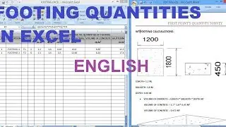HOW TO CALCULATE THE FOOTING QUANTITIES IN EXCEL IN ENGLISH