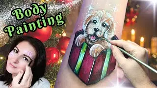 Christmas GIFT Body Painting 🎁 Winter Design Tutorial with Surprise | Face Paint Tutorial