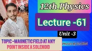 Application of Ampere's circuital law .Magnetic field at any point inside a solenoid , class -61