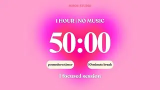 1 HOUR STUDY WITH ME 💗 | 50/10 Pomodoro Timer | No Music | Cute Heart Aesthetic Silent Pomodoro
