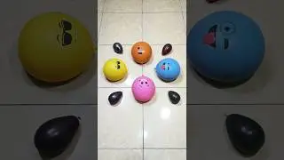 Yellow Pink Blue Orange Emoji BalloonOrbeez Popping #asmr #satisfying