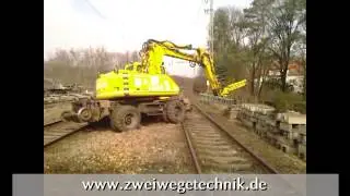 Eingleisen eines Zweiwegebaggers