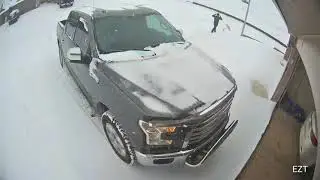 Vehicles Slip and Slide on Snowy Road Hitting Stop Sign Board One After Another - 1101486
