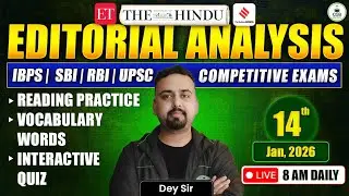 Daily Editorial Analysis | 14th Jan 2026 | The Hindu Vocab & Reading Practice | Quiz for IBPS & SBI