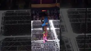 Two Handed Chokeslam through the cell #wwe2k22 #wwe2k #hellinacell #gaming #gamingshorts #wrestling