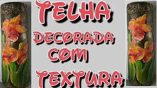 Telha decorada com textura - (Ateli&ecirc; da L&ecirc;)