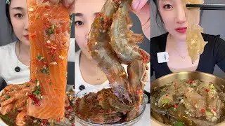 【Yummy】Cold mixed salmon and shrimp with filling shrimp and sour and spicy jellyfish🐠🦐🍋🌶🧄#mukbang