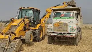 JCB 3dx Loading Mud in Tata dumper 1613 full loading video JCB cartoon video