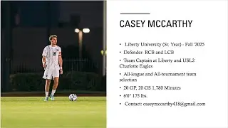 Casey McCarthy &ndash; Liberty University | Center Back | Team Captain | 2025 Highlights