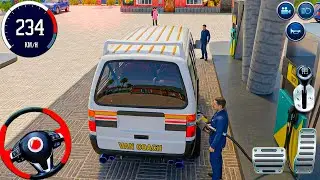 Realistic City Van Driving 3D: City van coach refueling at petrol pump - van android gameplay