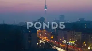 Berlin Germany City Center Day To Night Timelapse - Citylights - 4k Stock Footage
