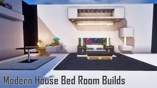 Minecraft 1.18 Modern House Bed Room Builds : Aquarium, Bed [Black Theme], Study Table #minecraft