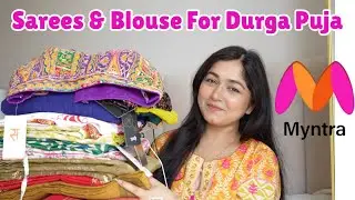 Myntra Durga Puja/ Navratri Saree & Blouse Haul (Ready To Wear Saree ) #Navratri #Saree #durgapuja