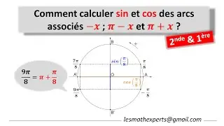 Arcs associés 1 : pi-x, pi+x et -x, sinus et cosinus
