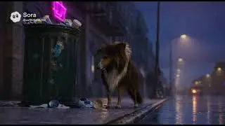 Raw Footage: Hungry Stray Shetland Sheepdog Searching for Food at Night #StrayDog #Sheltie #AI #dog
