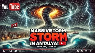 Massive Storm Hits Antalya, Turkey! ⚡🌪️ Heavy Rain & Strong Winds Caught on Camera!