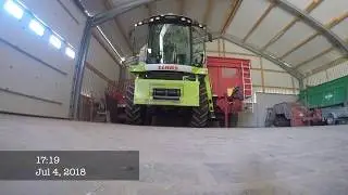 Gerste Dreschen 2018 mit Claas Avero240