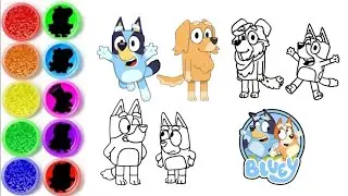 Draw and color Bluey characters Bluey, Mrs Retriever, Calypso, Bandit heeler colouring compilation 