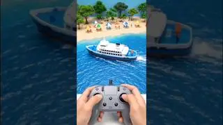 ⛴️ RC Ferry Boat in Action | Remote Control Ship Toy on Water 🌊 #Shorts #rcboat