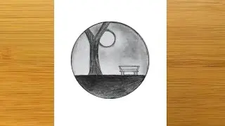 Pencil drawing in a circle easy drawing scenery step by step || Ashraful dreams drawing