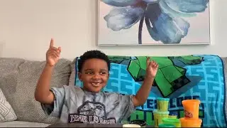 Christopher has some Play-doh fun making Blue & Green Rainbow Friends