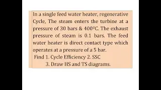 Regenerative Cycle numerical explained