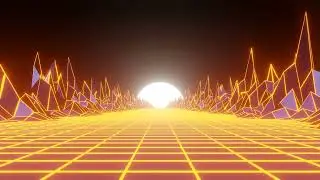 VJ Loop Orange Neon Sun live wallpaper for chill | No Sound | 1 hour