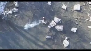 Drone footage of dispersion of environmental safe tracer in river #3
