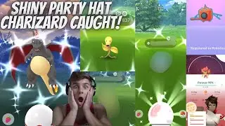 ✨Shiny Party Hat Charizard Caught! ✨ Pok&eacute;dex Rotom, 4 Shinies & More! (Pokemon Go Anniversary Event)