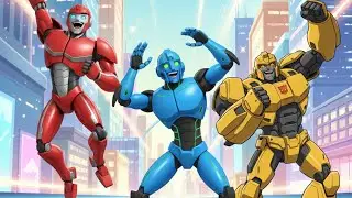 Three Transforming Robots Save the Future City | Neo-Veridia Super Car Battle
