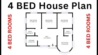 4 BED ROOMS HOUSE PLAN DESIGN || 1000 SQUARE FEET HOUSE PLAN DESIGN || LAYOUT PLAN
