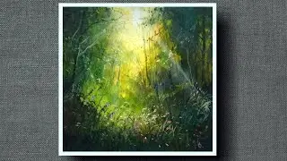 GREEN FOREST Landscape Painting | Easy Acrylic Painting