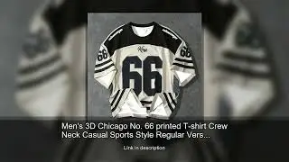 Men's 3D Chicago No. 66 printed T-shirt Crew Neck Casual Sports Style Regular Version Men's Aut