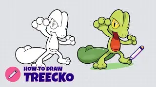 How to draw Treecko (Pokemon)? Step by step drawing tutorial for kids | Easy and simple drawing